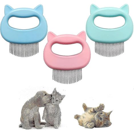 Lot de 3 peignes pour chiens et chats, peigne pour enlever les poils d'animaux, peigne de massage pour chats, élimination des poils d'animaux (1/2)