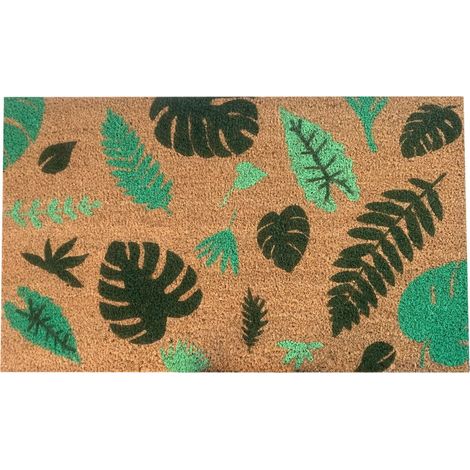 Tapis De Soin - Tapis D'Entrée En Velours Cristal - Motif Feuille Vert - Antidérapant - Pour Intérieur Et Extérieur - 40 X 60 Cm - 1 Pièce (1/4)