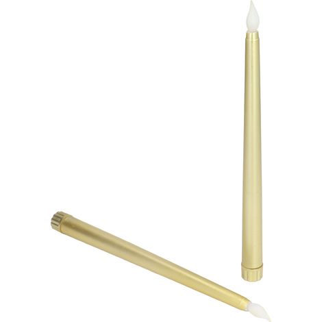 2 pièces Bougies LED Effet Cire avec Piles, Flamme Électrique Dorée pour Mariage Anniversaire Fêtes Décoration (1/5)