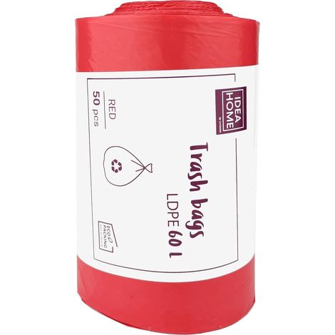 Sacs Poubelle 60L, 50 Pièces, Sacs Poubelles pour le Recyclage, Rouge (1/5)