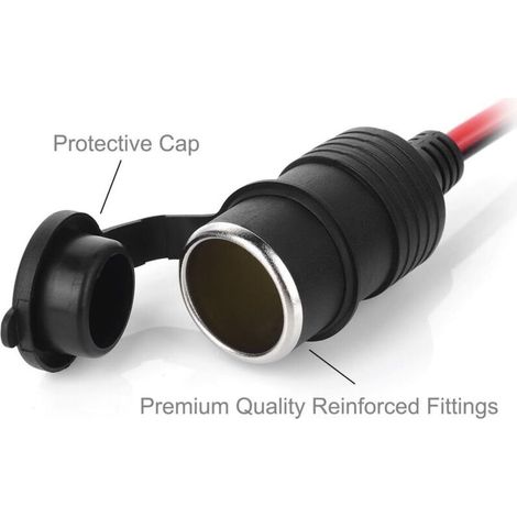 Cable de extensión para encendedor de cigarrillos con pinza de cocodrilo, 2 m, 12 V, 14 AWG, adaptador de 25 A para teléfono móvil, aspiradora, GPS (1/3)