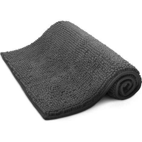 Non-slip microfiber bath mat, soft and comfortable, machine washable, absorbent and quick-drying for a hygienic and clean bathroom (Grey) (1/5)