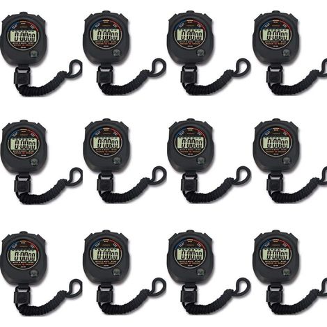 Chronomètre électronique multifonction pour le sport (lot de 12), grand écran avec date, heure et fonction alarme, idéal pour les entraîneurs sportifs, les coachs de fitness et les arbitres. (1/5)