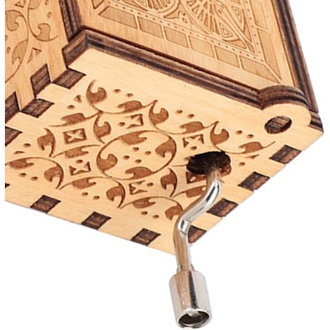 Handgekurbelte, geschnitzte Sperrholz-Spieluhr, graviertes hölzernes Musikspielzeug, handgefertigter Artikel, Kindergeschenk, Wohndekoration (2) (1/5)