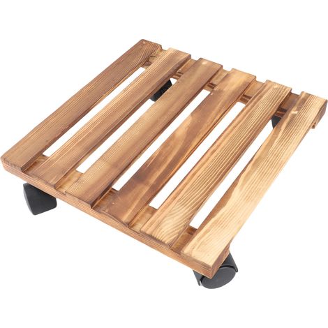 Supporto per fioriera su ruote, base mobile in legno massello, vassoio quadrato rinforzato (non campionario, procedura standard)