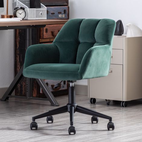 Wahson Chaise de Bureau en Velours, Fauteuil de Bureau à Roulettes Chaise Bureau Réglable en Hauteur Pour Bureau/Maison, Vert (1/5)