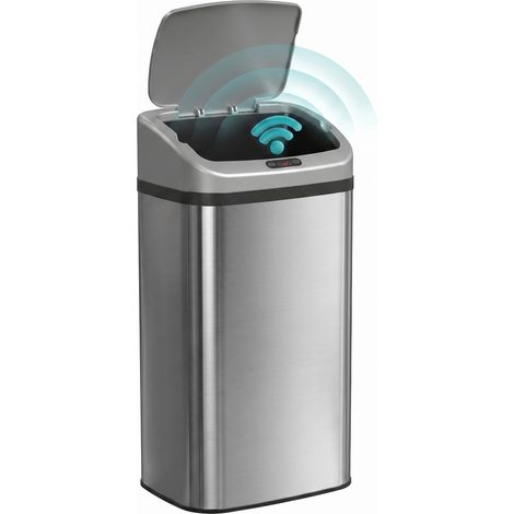 Cubo de Basura Cocina Automático 48 L Sensor Infrarrojo Cierre Automático Antihuellas Acero Inoxidable Plata (1/5)