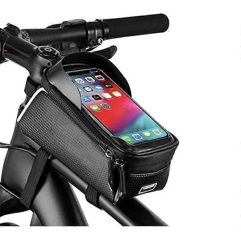 Sacoche de cadre avant pour téléphone portable de vélo, étanche, compatible avec les téléphones portables jusqu'à 7 pouces. (1/5)