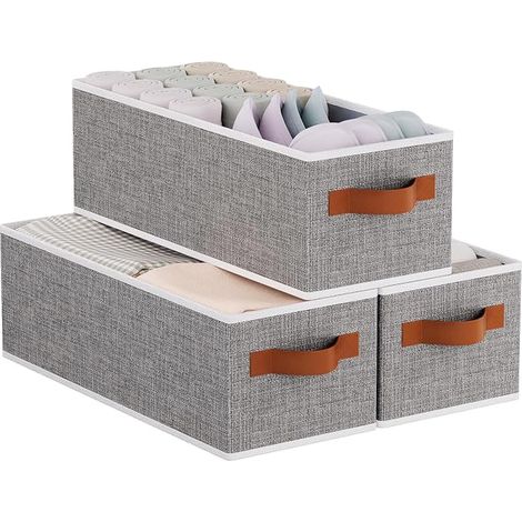 Panier de Rangement en Tissu, Boite Gris, 38x15.5x13cm (1/5)