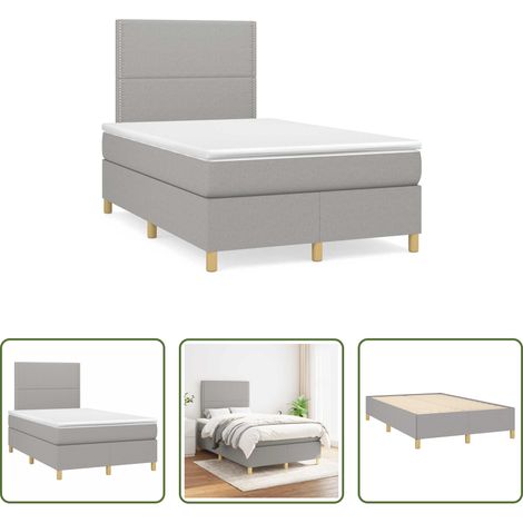 Matratze - Boxspringbett mit Matratze Hellgrau 120x190 cm Stoff (1/5)