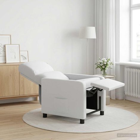 vidaXL Poltrona reclinabile Bianco Poliestere (1/5)