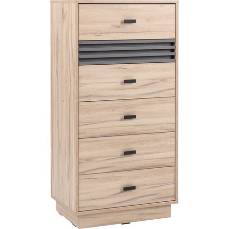 Wohnzimmer-Schubladenkommode 60 cm breit in Eiche Nb. mit 6 Schubladen ANTIGUA-133 (1/5)