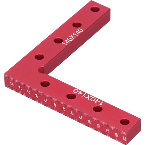 Équerre de menuisier 90° pour fixation de panneaux, gabarit de serrage à angle droit 140x140mm, outil de positionnement pour travail du bois, pince de maintien robuste. (1/5)