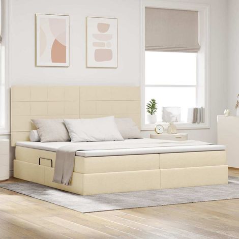 Aufbewahrungsbett mit Matratze Creme 200 x 200 cm Polyester (1/5)