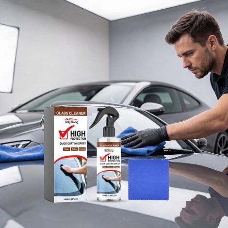 Glasversiegelungsspray für Autoscheiben, Windschutzscheiben und Rückspiegel – Reinigungs-, Polier- und Glanzpflegespray – 100 ml1, Tuch1 -- DE (1/5)