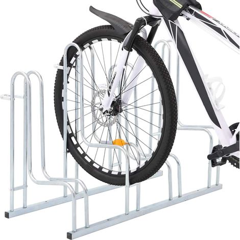 vidaXL Soporte para 4 bicicletas suelo independiente acero galvanizado (1/2)