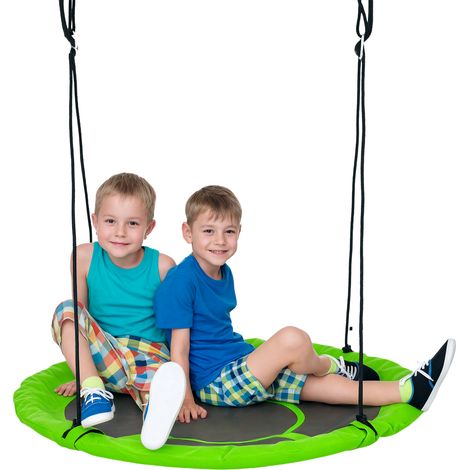 Outsunny Nestschaukel Ø110 cm, Hängeschaukel bis 100 kg, verstellbar Kinderschaukel, Kinderschaukel Garten-Schaukel Tellerschaukel für 3-12 Jahre Kinder, Grün (1/5)