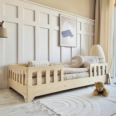 Clarisse Cama de suelo de madera 80x160 entrada central con somier incluido (1/3)