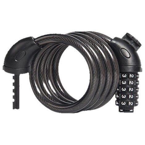 Chaîne Antivol Vélo 120 CM, Serrure de câble pour Vélos, Motos, Trotinette Electrique, Noir (1/5)