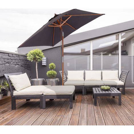 Sombrilla de jardín 200x150x235 cm gris oscuro en poliéster con inclinación ajustable (1/5)