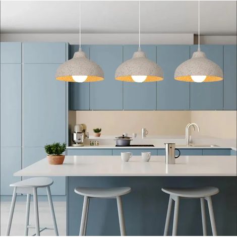 3x Lustre Suspension Industrielle,Lampe Plafonnier Abat-jour en Peinture de pierre Luminaire Style Simple pour Salon Chambre (1/5)