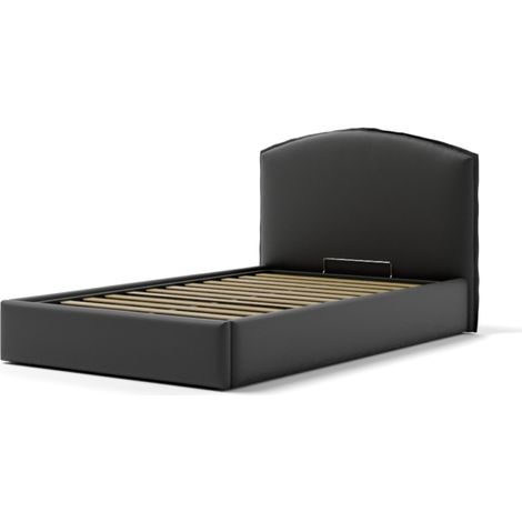 letto piazza e mezza contenitore "moon" in ecopelle nero 120x190 cm (1/4)