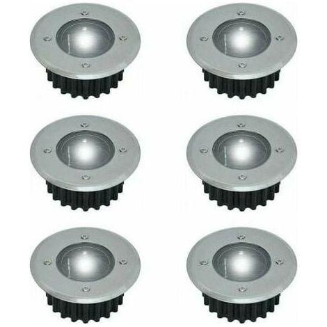 Lot de 6 spots LED solaires encastrables ronds 85 mm - acier inoxydable - résistant aux intempéries - autonomie 8 h - éclairage extérieur (1/5)