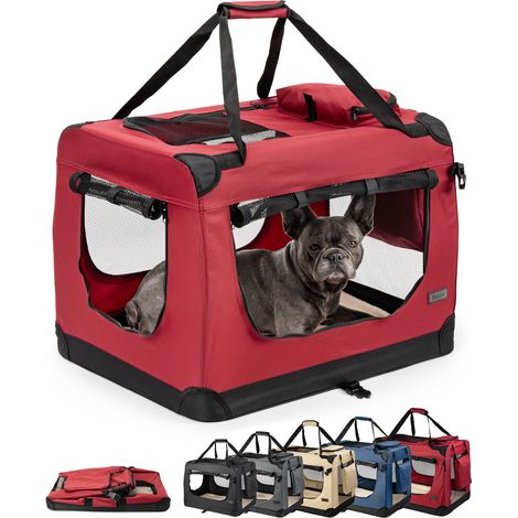 lionto Hundetransportbox Hundetasche Hundebox faltbare Kleintiertasche, (L) 70x52x50 cm dunkelrot
