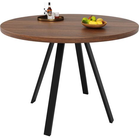 Runder Esstisch 80x80cm, Küchentisch mit Metallbeinen, Walnussoptik (1/5)