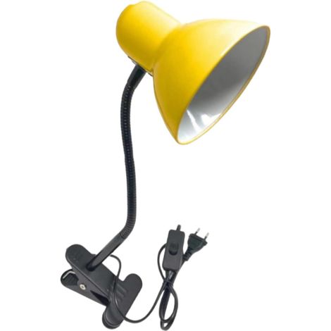 Lampada da Tavolo in Metallo con Braccio flessibile Testa Girevole e pinza Attacco E27 Ideale per Scrivania lettura studio - Colore: Giallo