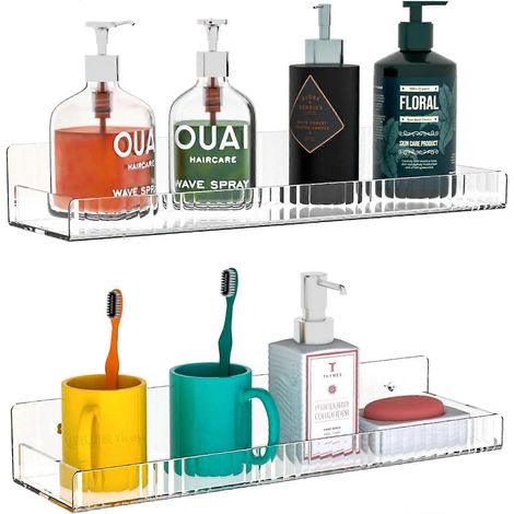 Étagères en acrylique, ensemble d'étagères flottantes de 5,5 cm de long, étagère murale pour salle de bain, cuisine, chambre (1/5)