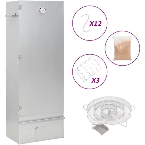 vidaXL BBQ Oven Smoker with Cold Smoke Generator Galvanised Steel
