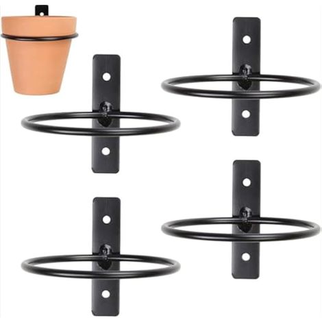 Lot de 4 supports de pot de plantes murales de 10/13/15/20 cm, anneaux de support pour fleurs en métal pour la maison, le jardin, le balcon, la cour (10 cm) (1/5)