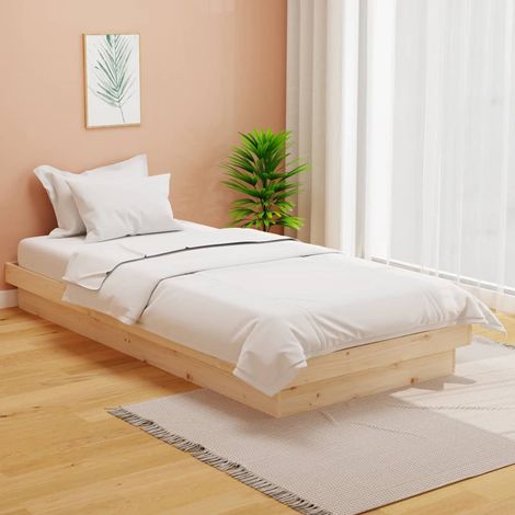 Lit simple pour adulte - Cadre de lit Bois massif 90x200 cm BV156315 - BonneVie (1/5)