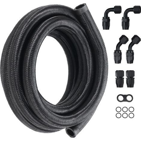 Kraftstoffschlauch-Set AN10 mit Nylon- und Edelstahlgeflecht, schwarzer Schlauch 3,05 m für Benzin-, Diesel- und Ölleitungen (1/5)