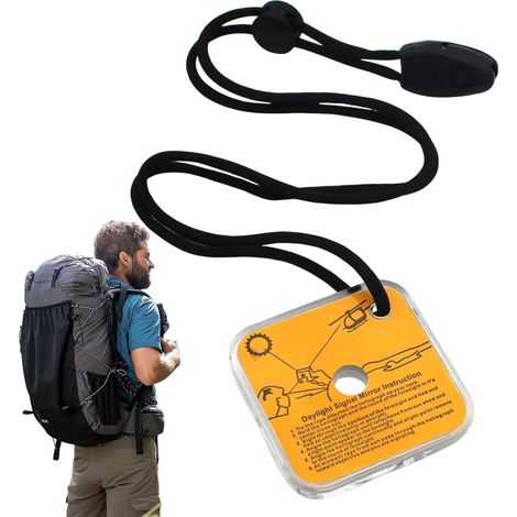 Miroir Camping Petit Signal De Survie Extérieur Léger Miroirs De Signalisation pour Voiture, Aventures en Plein Air, Alpinisme, Camping, Chasse, Pêche, Sports Extrêmes, , (1/5)