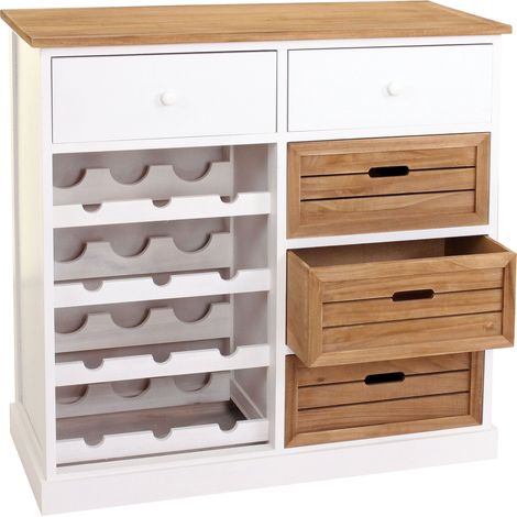 [NEUWERTIG] Weinregal HHG-307, Kommode Flaschenregal für 12 Flaschen mit Schubladen, Landhaus 86x87x37cm