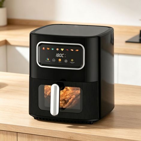 Friteuse à air noir 10 L avec commandes tactiles intelligentes et prise européenne pour la cuisine à domicile (1/4)