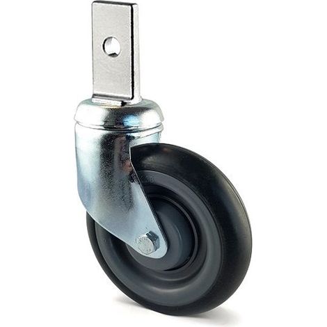 Roulette CADDISTAR pivotante PATTE VERTICAL Ø 125 mm Caoutchouc GRIS à ROULEMENT