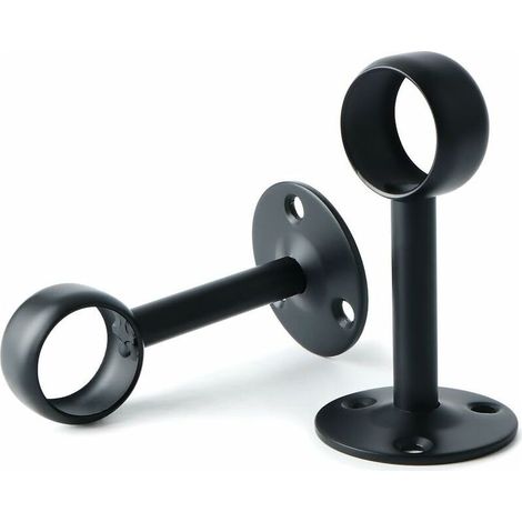 Support de Tringle à Rideaux Support Tringle Penderie avec Vis Support de Plafond pour Rideau et Armoire, Noir Mat en Acier Inoxydable, Diamètre 25 mm, 2 Pcs(25mm)