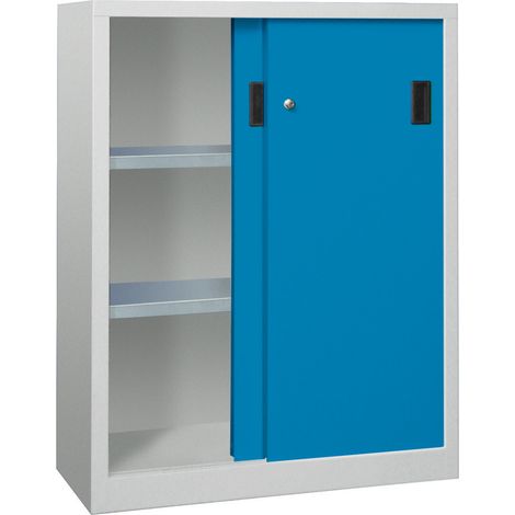 Pavoy Schiebetürenschrank, 1200x1000x400 mm, 2 Böden verzinkt, RAL 7035/5012 (1/2)