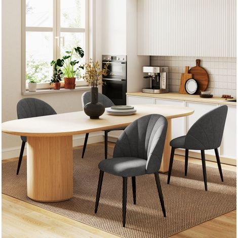 Sillas de comedor x4 con aspecto terciopelo, estructura de acero, gris oscuro HAVRYA (1/5)