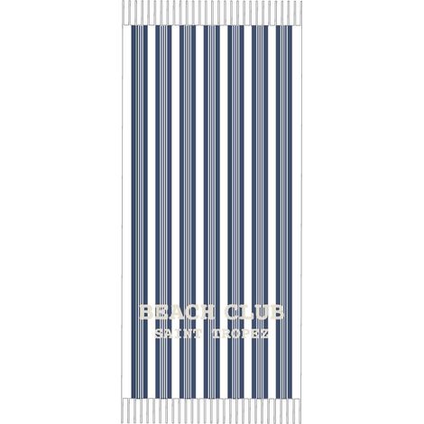 Telo Mare Fouta 90x190 cm Bianco Blu a righe Marinette Off White