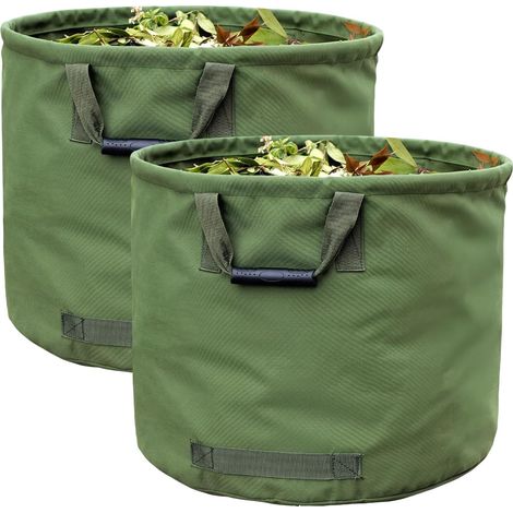 Lot de 2 sacs à déchets de jardin de 125 l pour charges lourdes Sacs à feuilles robustes en toile militaire indéchirable avec poignées de transport (diamètre 55,8 cm, hauteur 45,7 cm) (1/5)