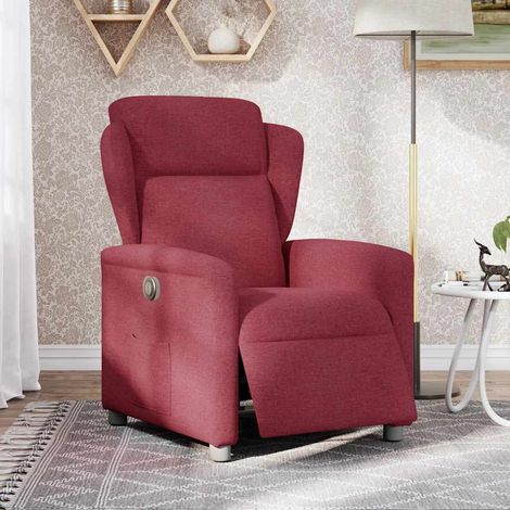 Maison Exclusive - Sillón reclinable eléctrico tela rojo tinto