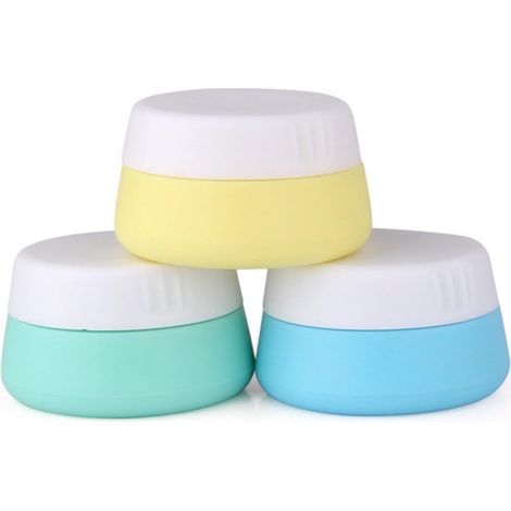 Portable Silicone Cosmétique Vide Pot, Bocal de Voyage Crème Baume Maquillage Récipient de Shampooing Cas, Bote en Silicone sans BPA, Approuvé par la TSA, sans BPA - 3 Pièces 10 ML, (1/5)