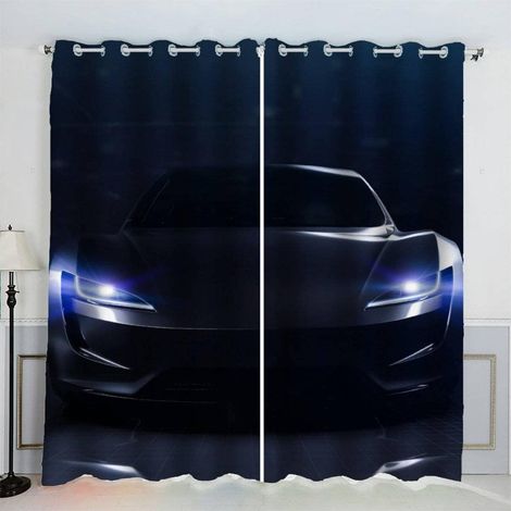 Rideaux Voiture De Sport Voiture De Course Sport Extrême Rideau Occultant Chambre Fille Garcon Rideaux Chambre Ado Isolation Thermique et Réduction du Bruit Rideau (200x200 cm) - 200L X 200H cm (2 Pan (1/5)