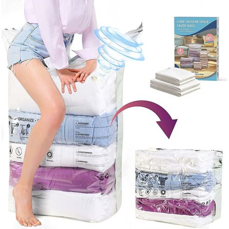 Cube de sac sous vide - 4 sacs de rangement 5 secondes pour sac à vêtements sous vide - 2 Jumbo BLOW (1/5)