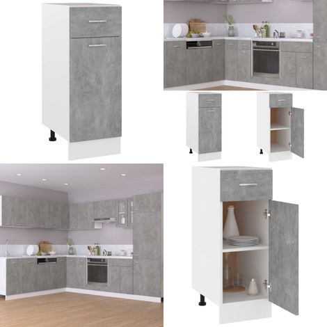 Schubunterschrank Lyon Betongrau 30x46x81,5 cm Holzwerkstoff - Küchenregal - Küchenmöbel (1/5)