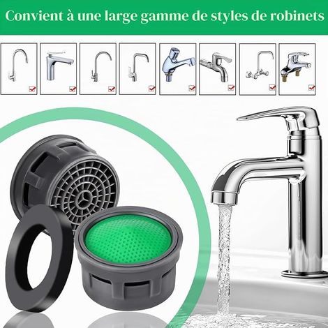 filtres de robinet de cuisine, aérateur de robinet, aérateur de robinet avec joints, pièces de rechange pour salle de bain et cuisine, 2,1 x 1,8 x 1,1 cm (1/4)